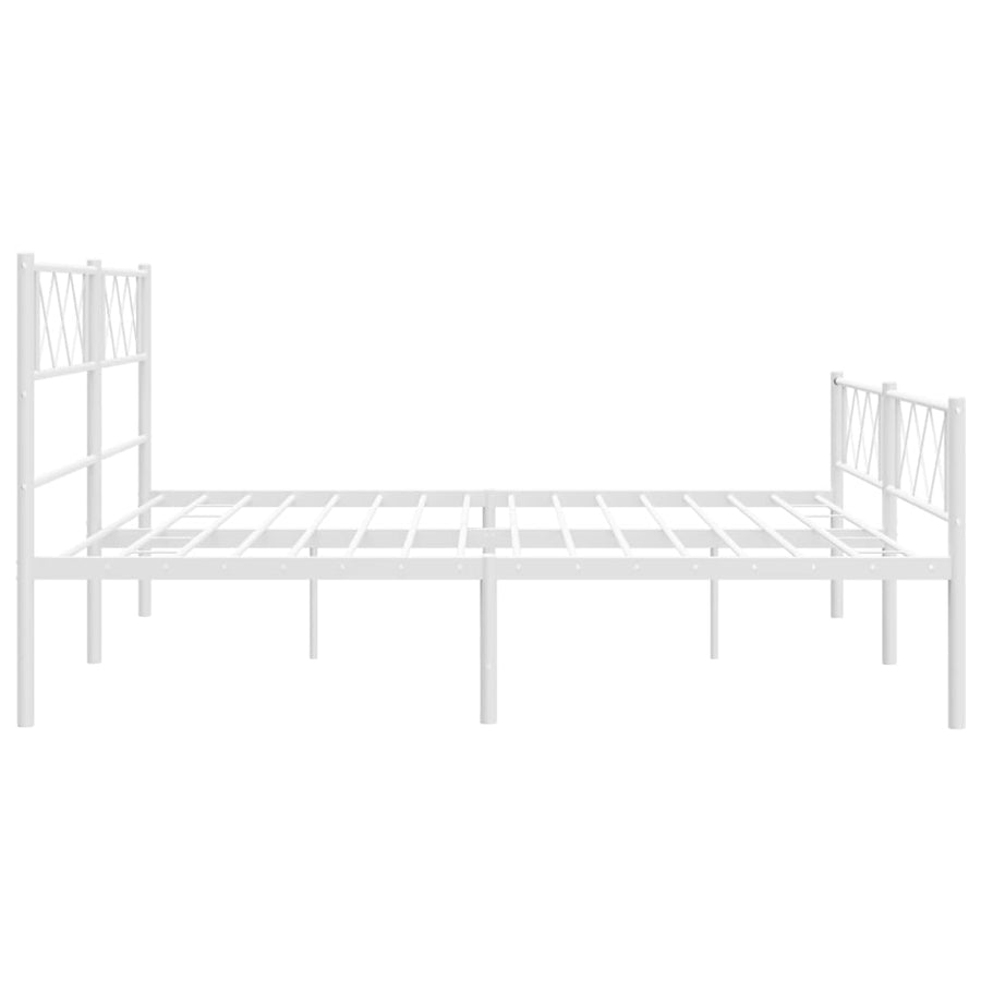 Bedframe Met Hoofd- En Voeteneinde Metaal 183 x 213 cm Wit met hoofdbord & voetbord