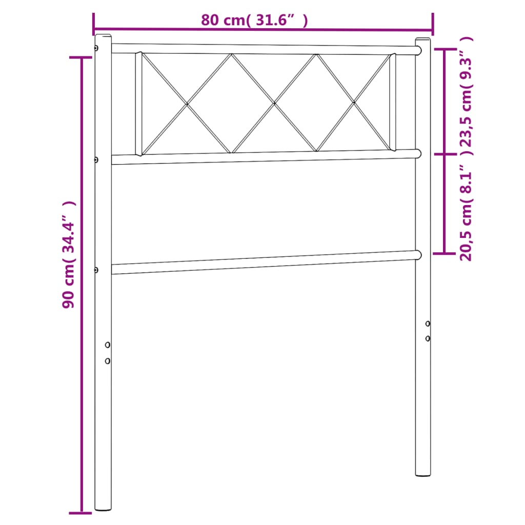 Hoofdbord 75 Cm Metaal Wit