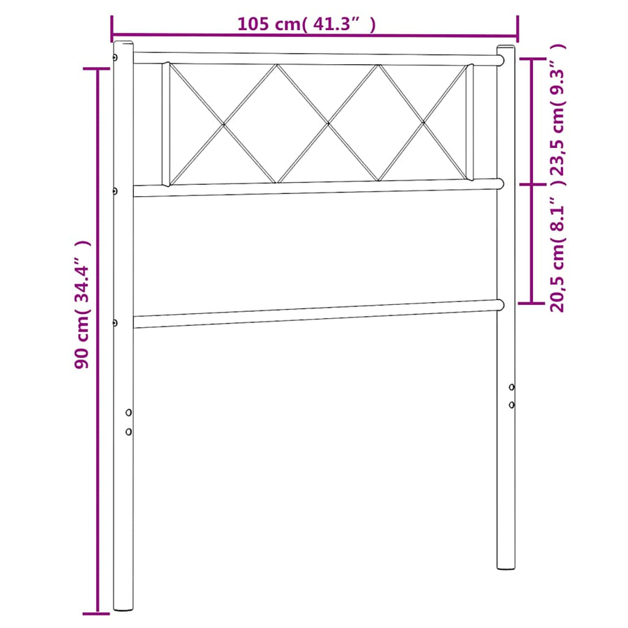 Vervangend hoofdbord 100 cm metaal wit