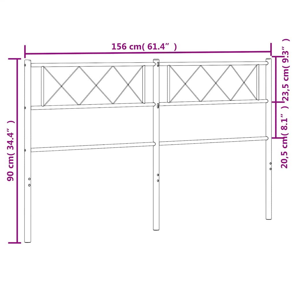 Vervangend hoofdbord 150 cm metaal wit