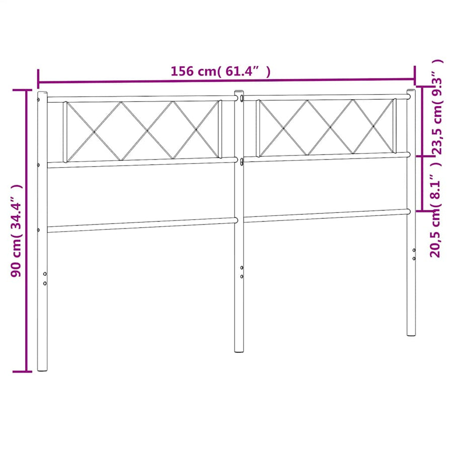 Vervangend hoofdbord 150 cm metaal wit
