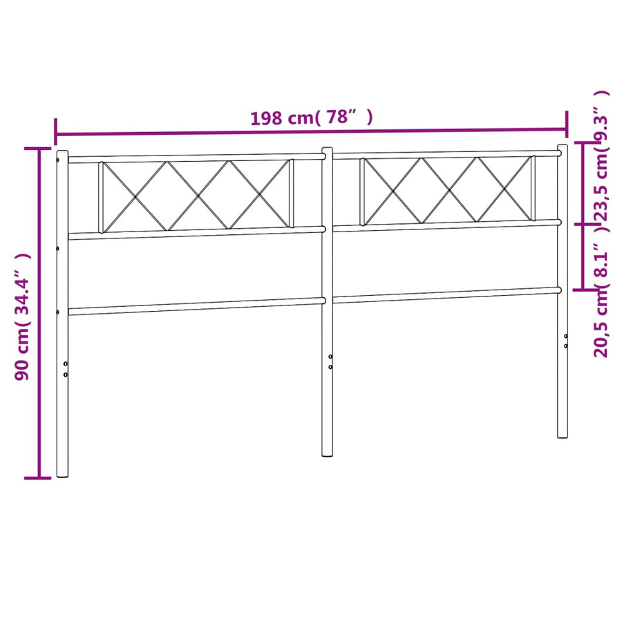 Hoofdbord 193 Cm Metaal Wit