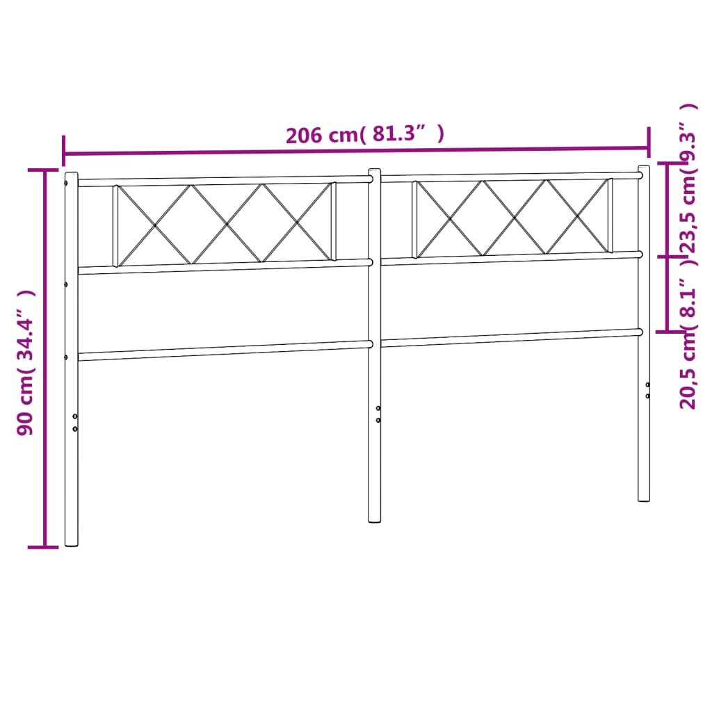 Hoofdbord 200 Cm Metaal Wit