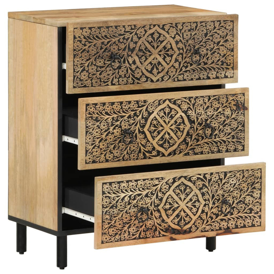 Bijzetkasten 2 st 60x33x75 cm massief mangohout