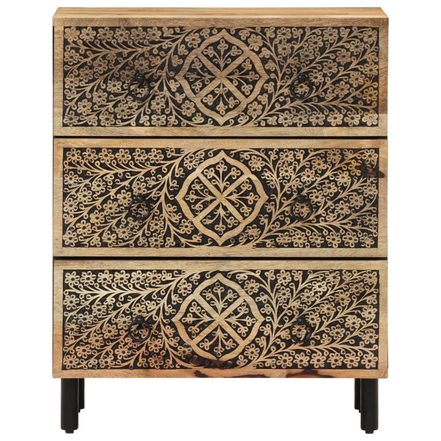 Bijzetkasten 2 st 60x33x75 cm massief mangohout