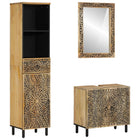 3-Piece Bathroom Furniture Set Solid Mango Wood
