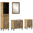 4-Piece Bathroom Furniture Set Solid Mango Wood