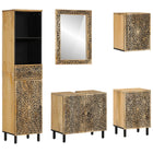 5-Piece Bathroom Furniture Set Solid Mango Wood