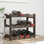 Wijnrek 12 flessen massief grenenhout grijs 43x25x38 cm