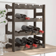 Wijnrek 16 flessen massief grenenhout grijs 43x25x54 cm