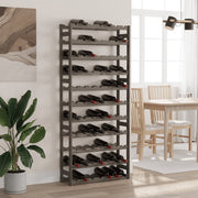 Wijnrek massief grenenhout grijs 77 flessen 72x25x166 cm