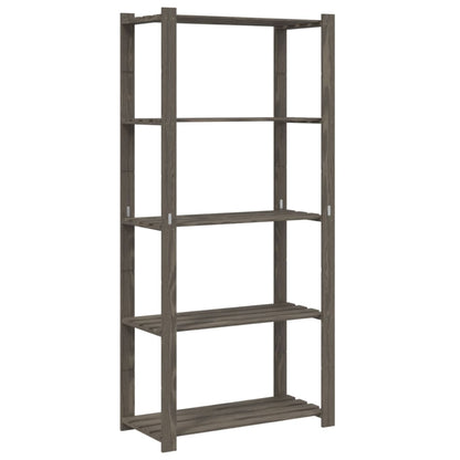 Opbergrek 5-Laags Massief Grenenhout Grijs 80 x 38 x 170 cm