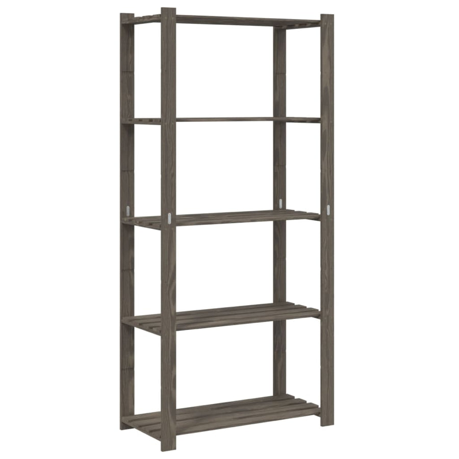 Opbergrek 5-Laags Massief Grenenhout Grijs 80 x 38 x 170 cm