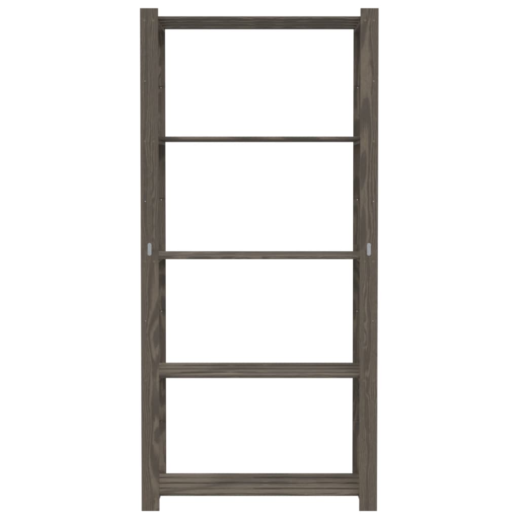 Opbergrek 5-Laags Massief Grenenhout Grijs 80 x 38 x 170 cm