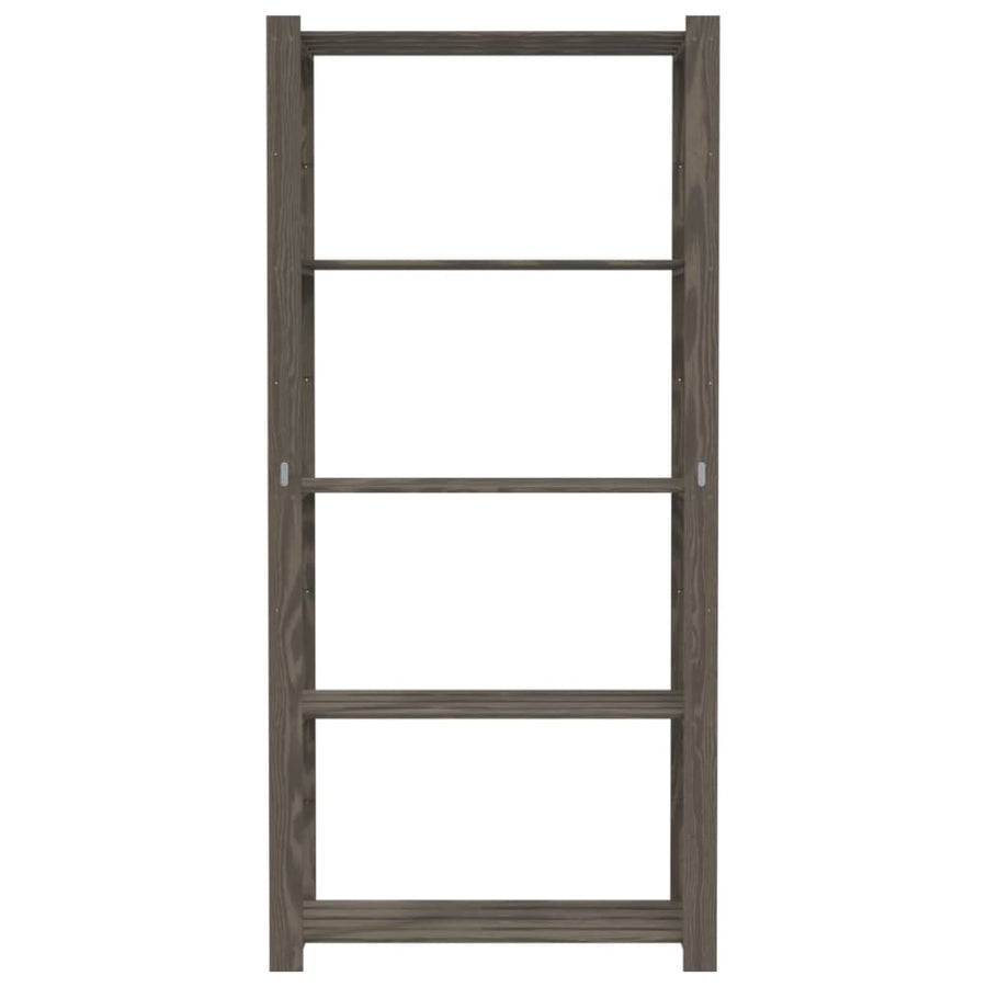 Opbergrek 5-Laags Massief Grenenhout Grijs 80 x 38 x 170 cm