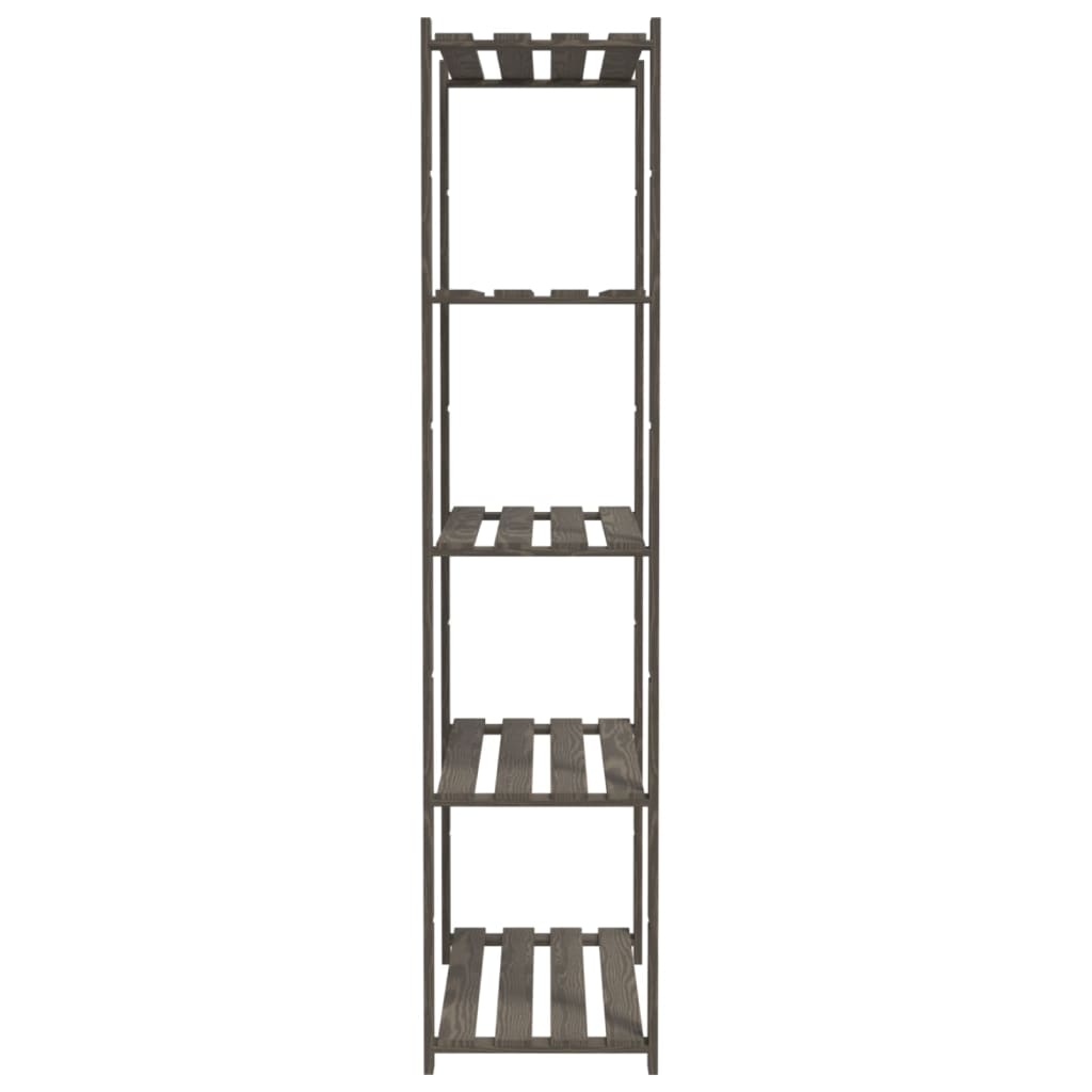 Opbergrek 5-Laags Massief Grenenhout Grijs 80 x 38 x 170 cm