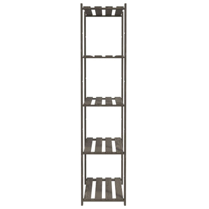 Opbergrek 5-Laags Massief Grenenhout Grijs 80 x 38 x 170 cm