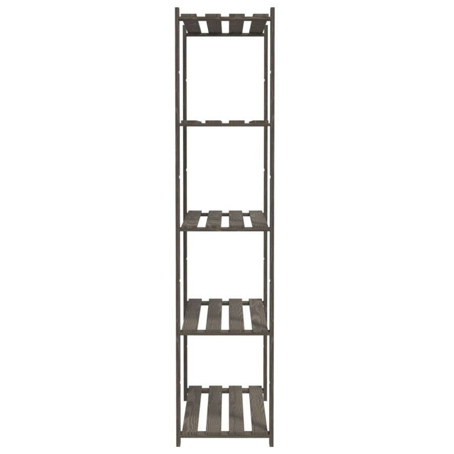 Opbergrek 5-Laags Massief Grenenhout Grijs 80 x 38 x 170 cm