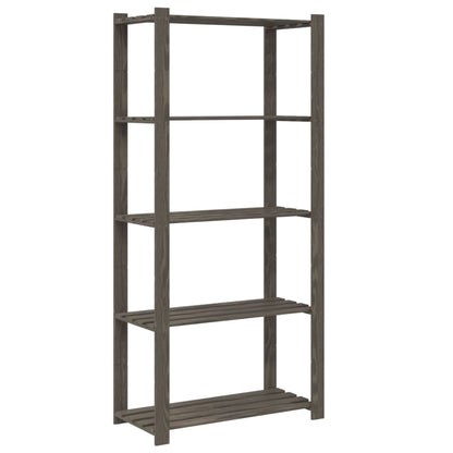 Opbergrek 5-Laags Massief Grenenhout Grijs 80 x 38 x 170 cm