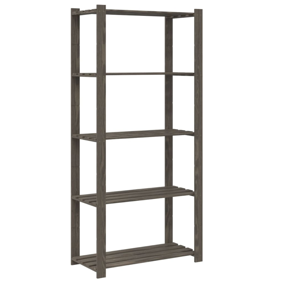 Opbergrek 5-Laags Massief Grenenhout Grijs 80 x 38 x 170 cm