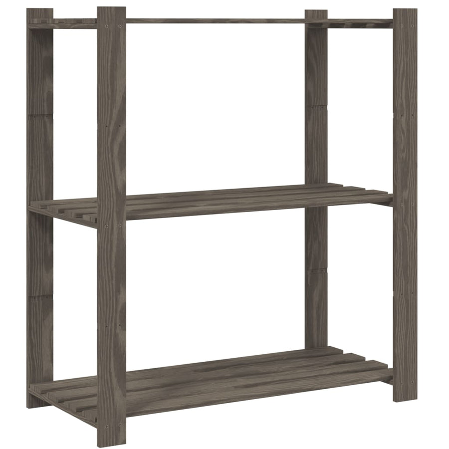 Opbergrek 3-Laags Massief Grenenhout 80 x 38 x 90 cm Grijs