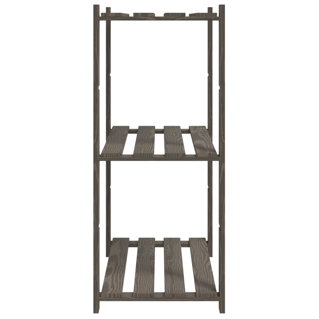 Opbergrek 3-Laags Massief Grenenhout 80 x 38 x 90 cm Grijs