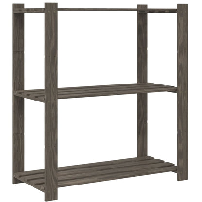 Opbergrek 3-Laags Massief Grenenhout 80 x 38 x 90 cm Grijs