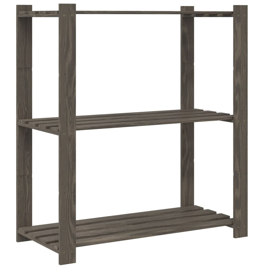 Opbergrek 3-Laags Massief Grenenhout 80 x 38 x 90 cm Grijs