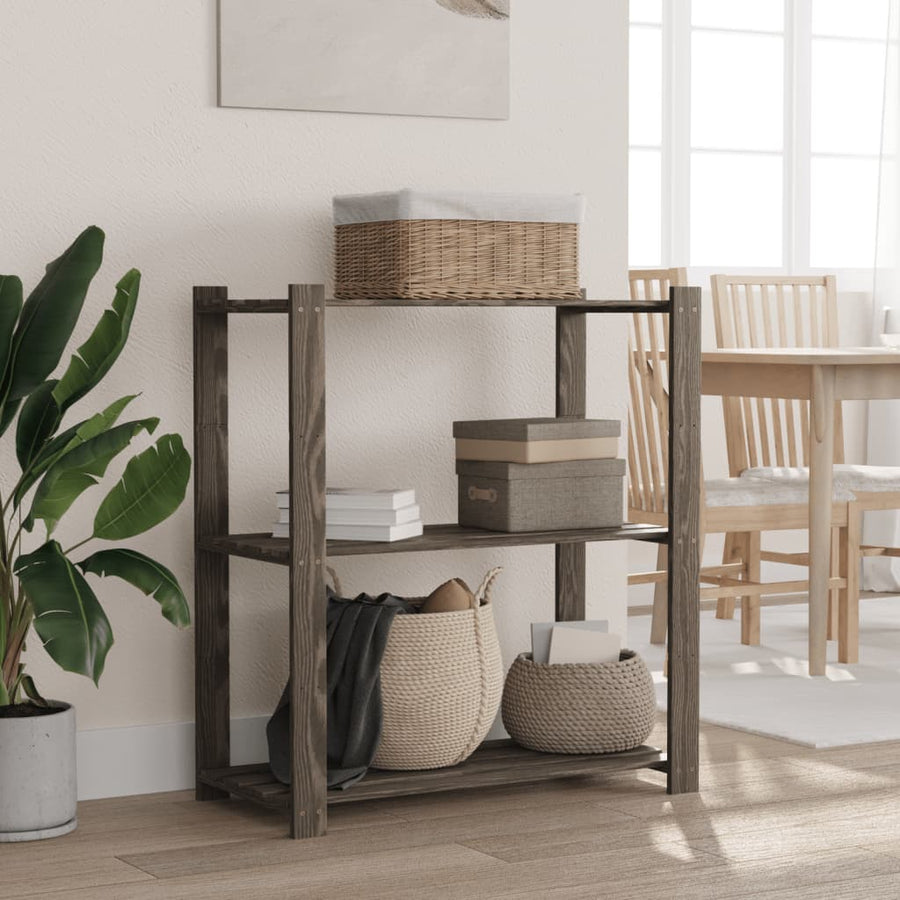 Opbergrek 3-Laags Massief Grenenhout 80 x 38 x 90 cm Grijs