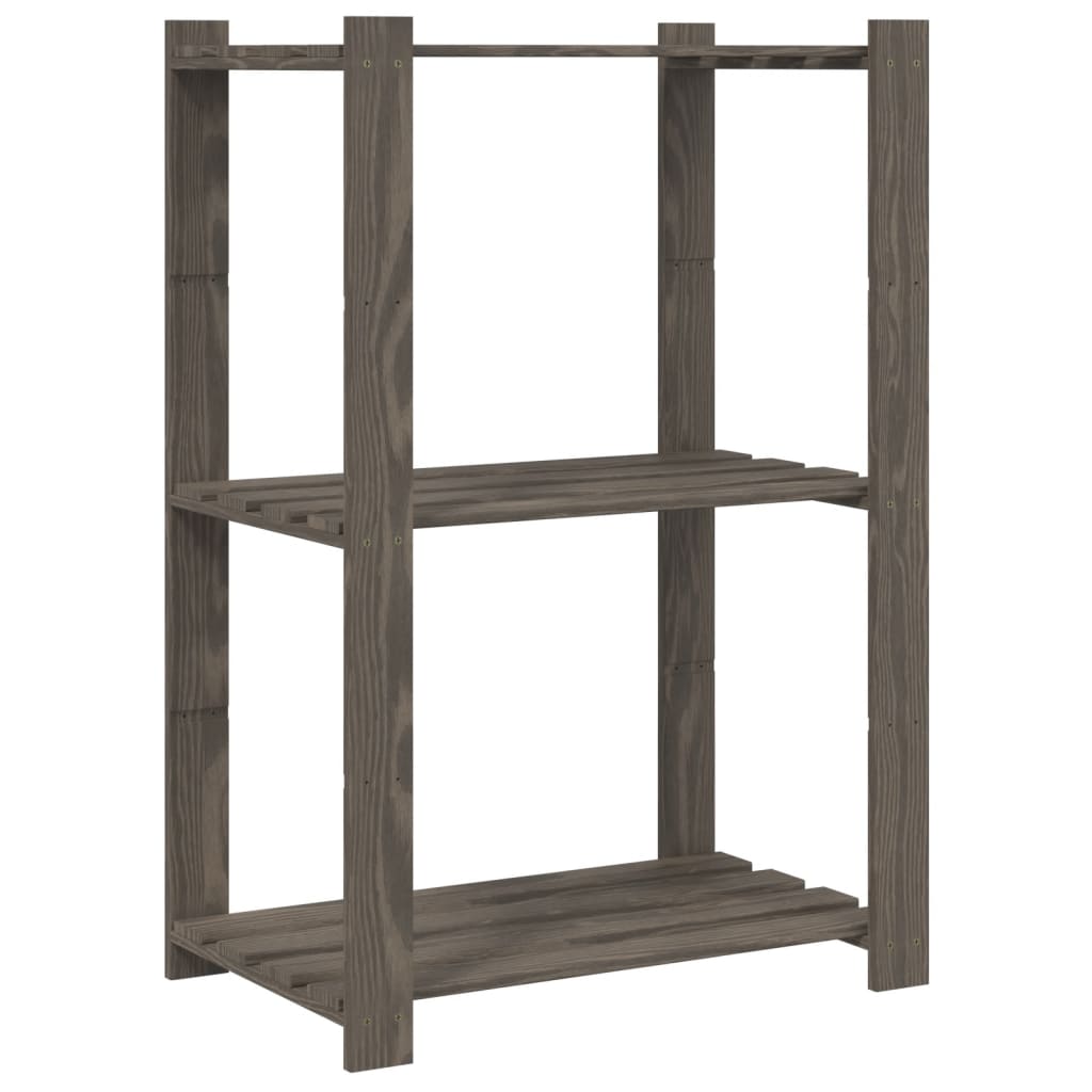 Opbergrek 3-Laags Massief Grenenhout 60 x 38 x 90 cm Grijs