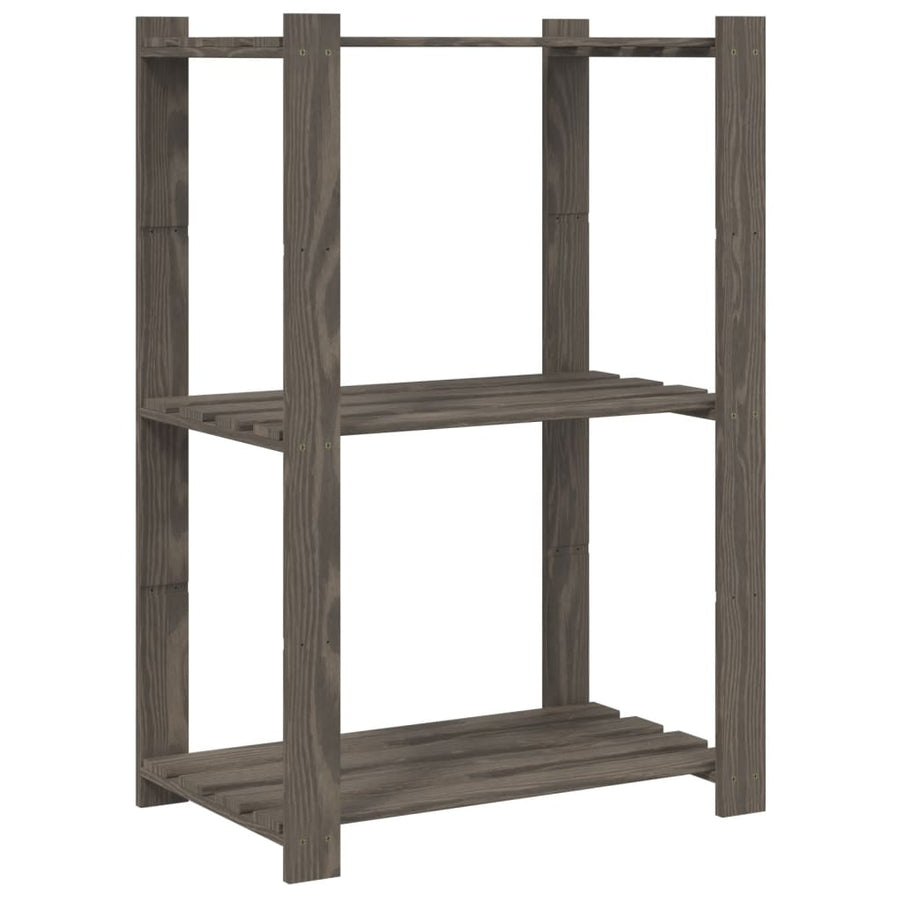 Opbergrek 3-Laags Massief Grenenhout 60 x 38 x 90 cm Grijs