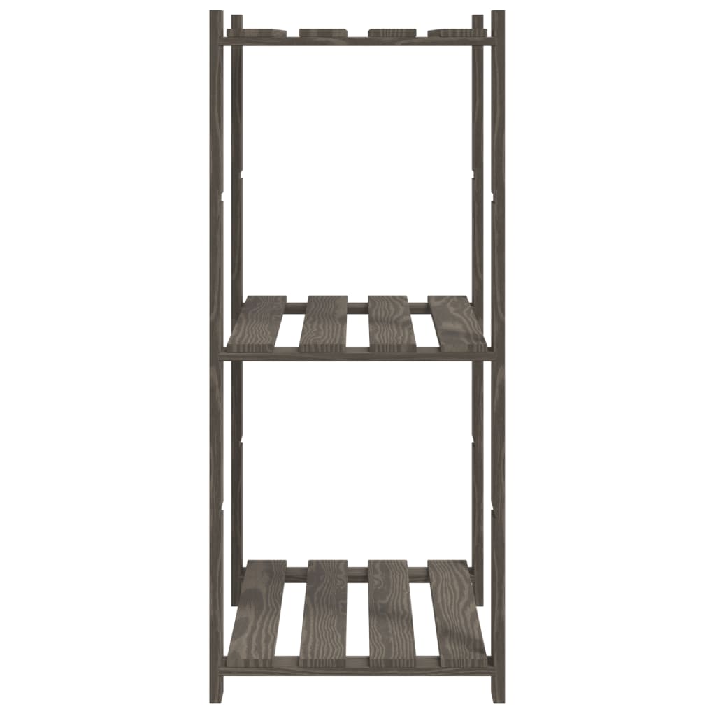 Opbergrek 3-Laags Massief Grenenhout 60 x 38 x 90 cm Grijs
