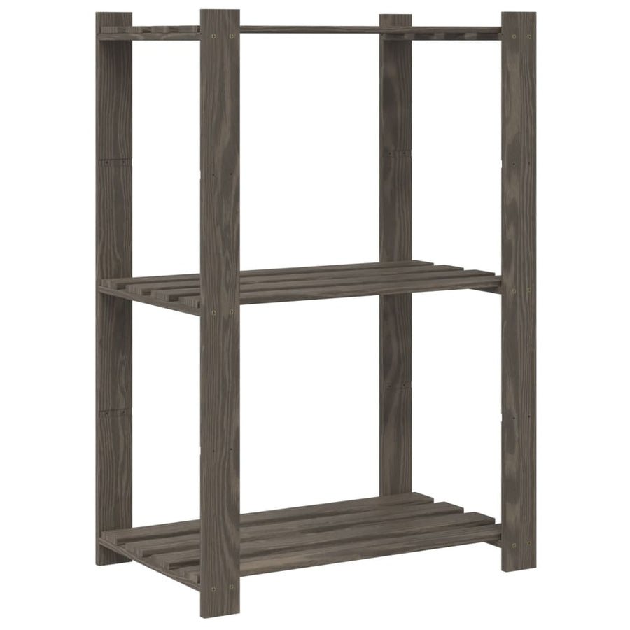 Opbergrek 3-Laags Massief Grenenhout 60 x 38 x 90 cm Grijs
