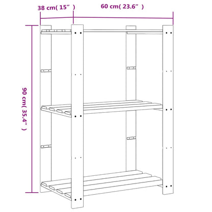 Opbergrek 3-Laags Massief Grenenhout 60 x 38 x 90 cm Grijs