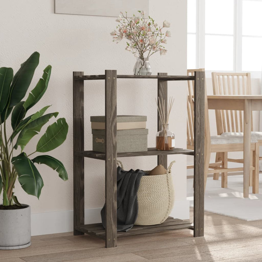 Opbergrek 3-Laags Massief Grenenhout 60 x 38 x 90 cm Grijs