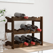 Wijnrek massief grenenhout 12 flessen bruin 43x25x38 cm