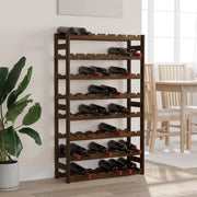 Wijnrek massief grenenhout 56 flessen bruin 72x25x118 cm