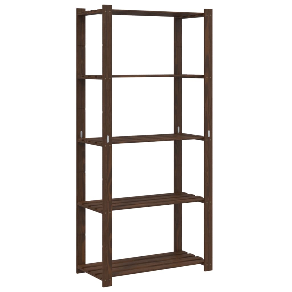 Opbergrek 5-Laags Massief Grenenhout 80 x 38 x 170 cm Bruin