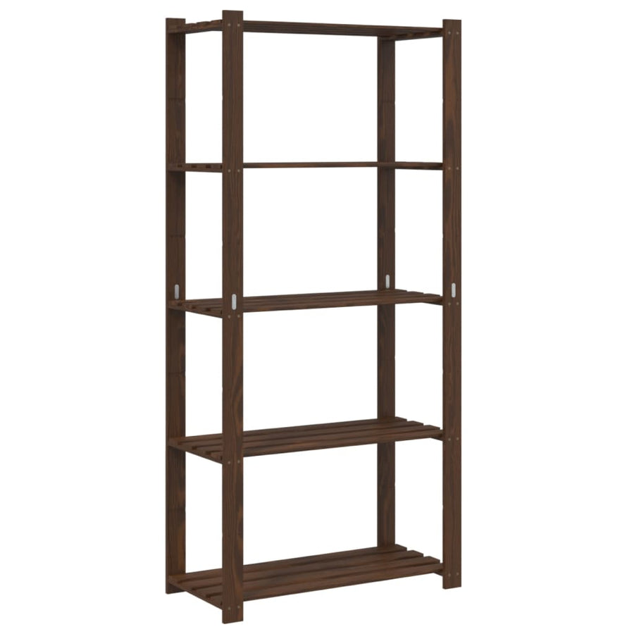 Opbergrek 5-Laags Massief Grenenhout 80 x 38 x 170 cm Bruin