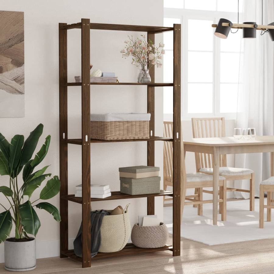 Opbergrek 5-Laags Massief Grenenhout 80 x 38 x 170 cm Bruin