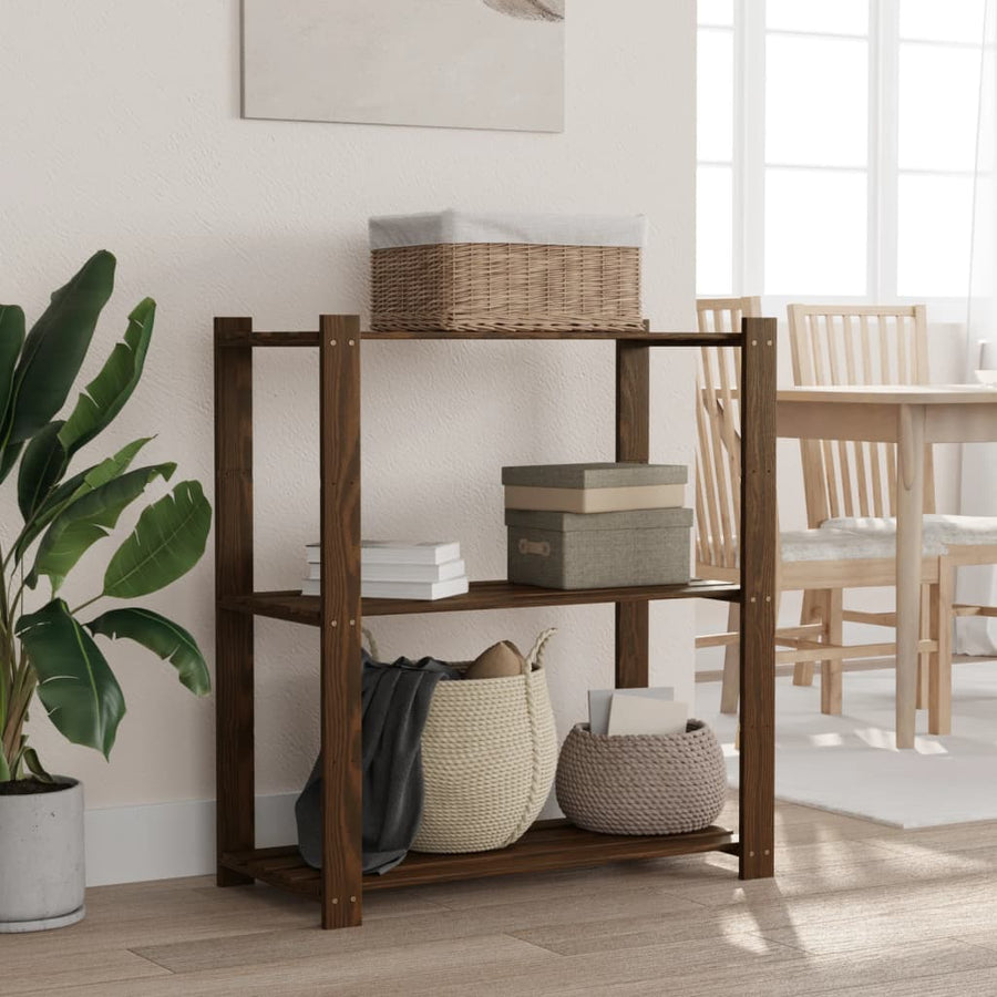 Opbergrek 3-Laags Massief Grenenhout 80 x 38 x 90 cm Bruin