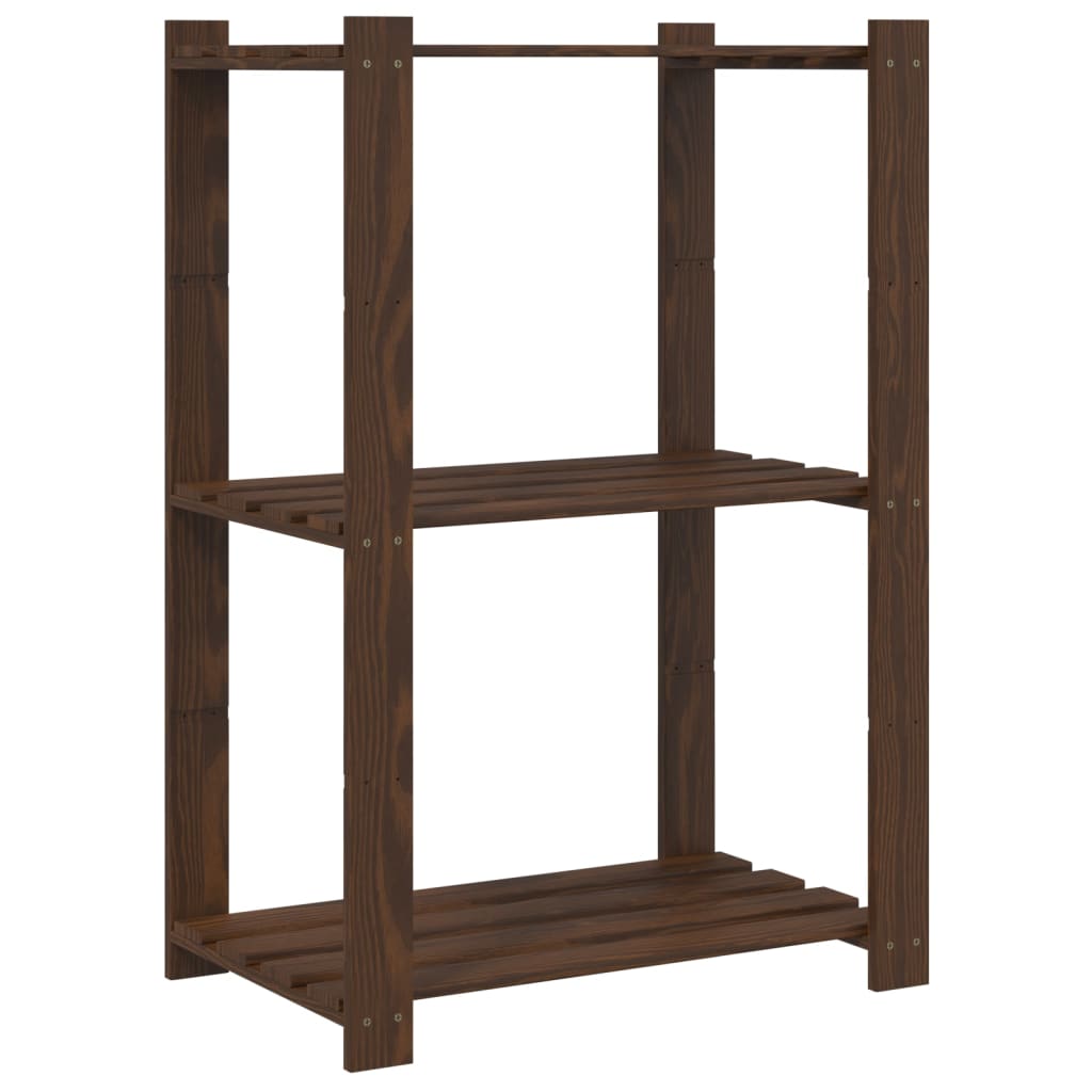 Opbergrek 3-Laags Massief Grenenhout 60 x 38 x 90 cm Bruin