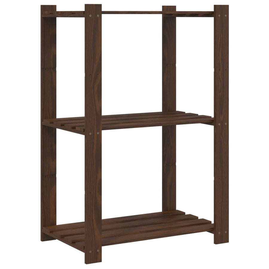 Opbergrek 3-Laags Massief Grenenhout 60 x 38 x 90 cm Bruin