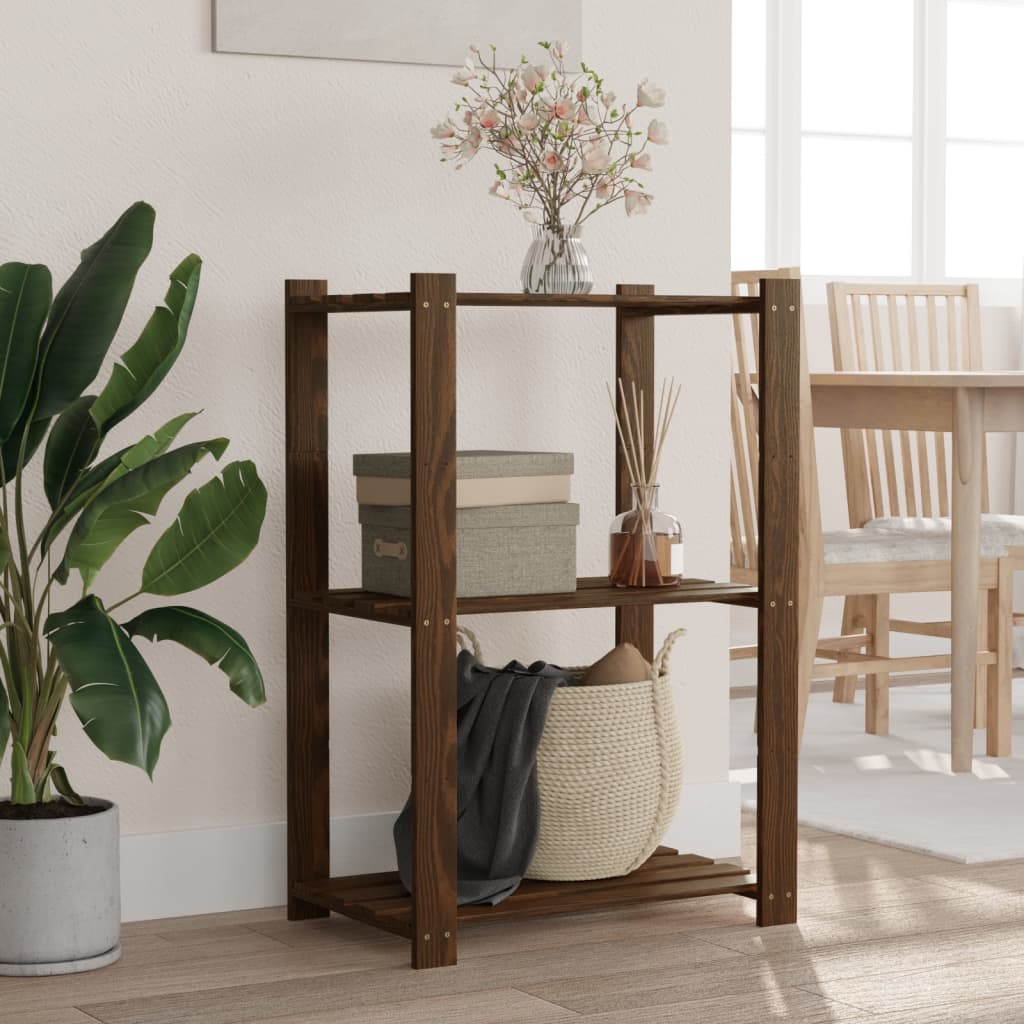 Opbergrek 3-Laags Massief Grenenhout 60 x 38 x 90 cm Bruin