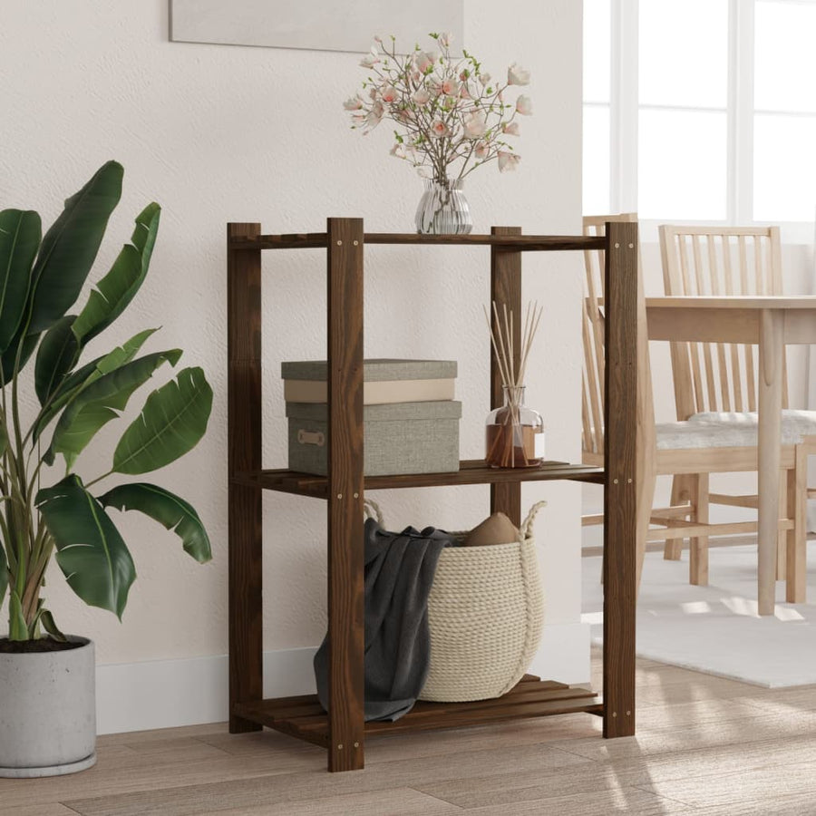 Opbergrek 3-Laags Massief Grenenhout 60 x 38 x 90 cm Bruin