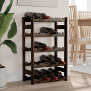 Wijnrek 20 flessen massief grenenhout zwart 43x25x70 cm