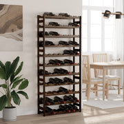 Wijnrek 77 flessen massief grenenhout zwart 72x25x166 cm