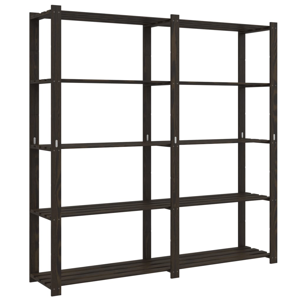 Opbergrek 5-Laags Massief Grenenhout 170 x 38 x 170 cm Zwart