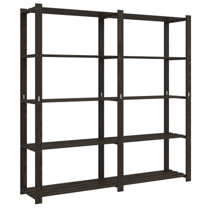 Opbergrek 5-Laags Massief Grenenhout 170 x 38 x 170 cm Zwart