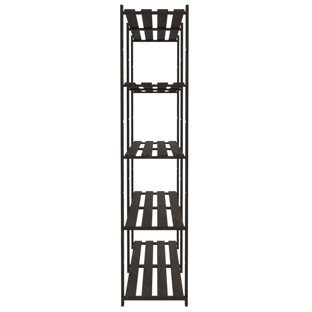 Opbergrek 5-Laags Massief Grenenhout 170 x 38 x 170 cm Zwart